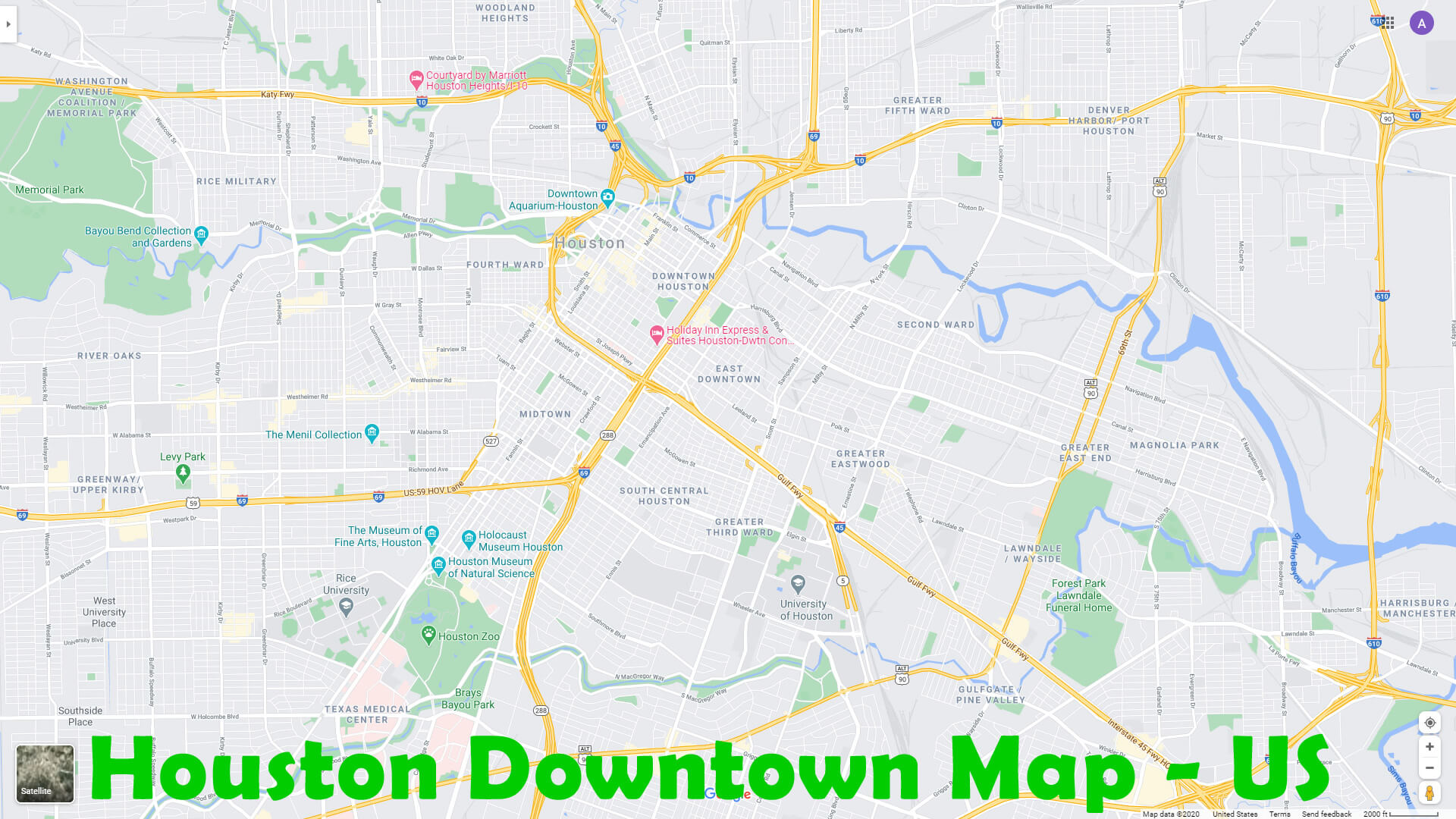 Houston Downtown Map   US